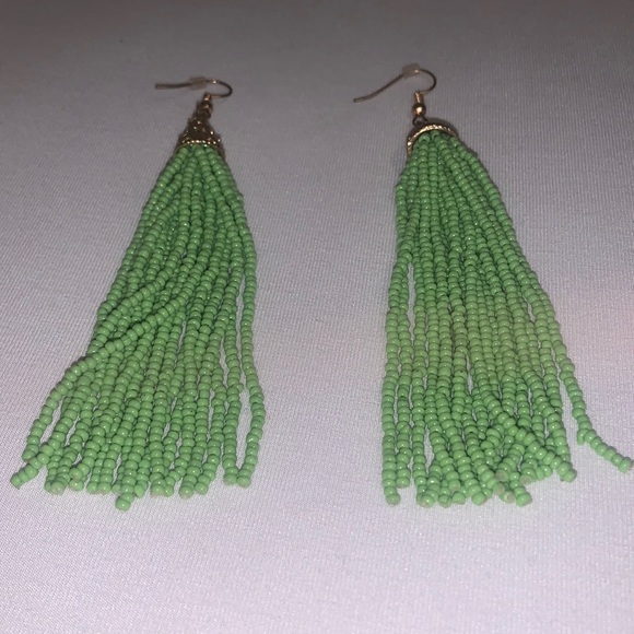 Green Statement Earrings - Picture 3 of 3